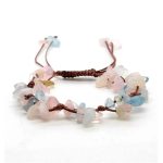 Bracelet en pierre améthyste en macramé ajustable - Quartz Rose et Aigue Marine