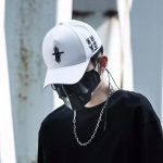 Casquette noire de baseball Techwear réglable - Blanc