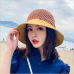Chapeau bob femme à bord large avec calotte en maille et nœud élégant