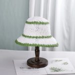 Chapeau de paille ajouré coréen femme à bord large ondulé