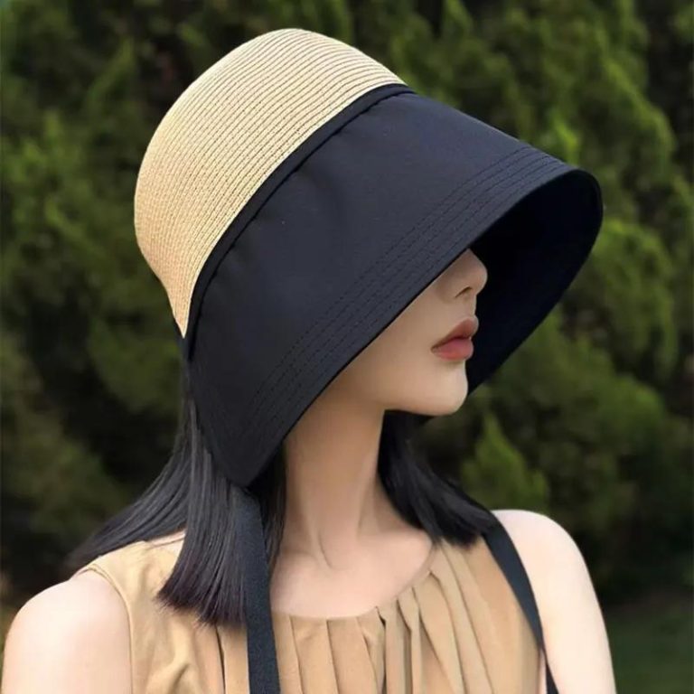 Chapeau de paille coréen pour protection du soleil à larges bords