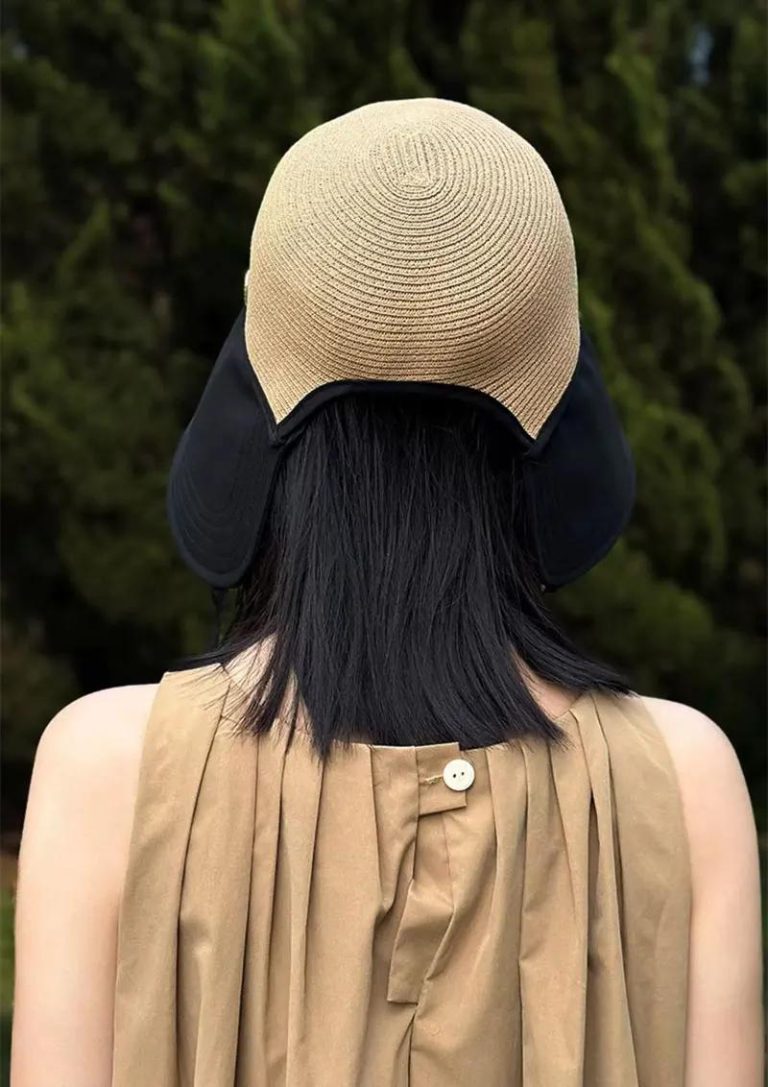 Chapeau de paille coréen pour protection du soleil à larges bords
