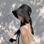 Chapeau de paille coréen pour protection du soleil à larges bords - Noir