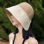 Chapeau de paille coréen pour protection du soleil à larges bords
