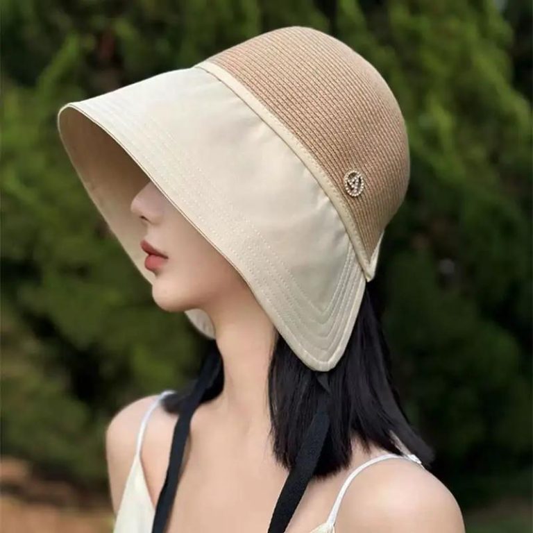 Chapeau de paille coréen pour protection du soleil à larges bords