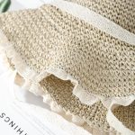 Chapeau de paille femme coréen à large bord avec finitions en dentelle
