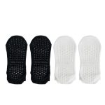 Chaussettes antidérapantes femme en mesh respirant pour le yoga - 2 Noir + 2 Blanc