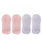 Chaussettes antidérapantes femme en mesh respirant pour le yoga - 2 Rose + 2 Lilas