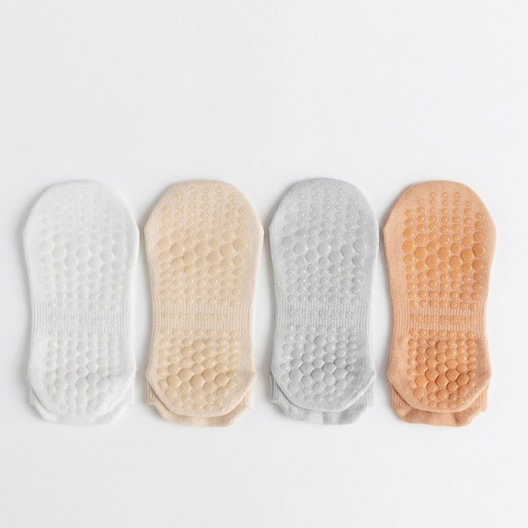 Chaussettes antidérapantes femme en mesh respirant pour le yoga - Blanc + Beige + Gris + Chair