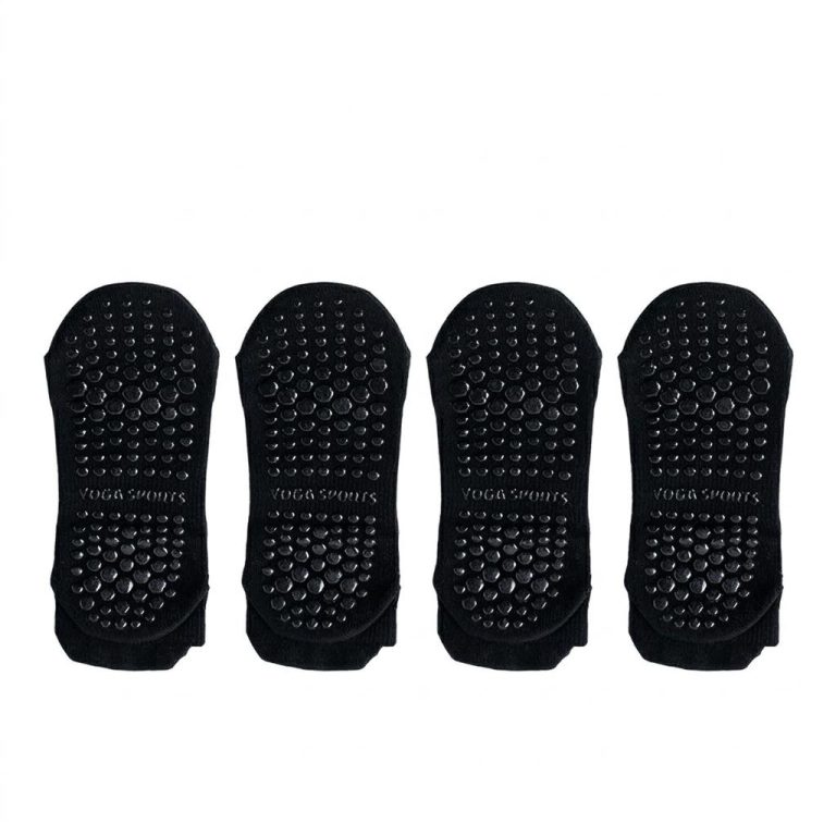 Chaussettes antidérapantes femme en mesh respirant pour le yoga - 4 Paires Noir