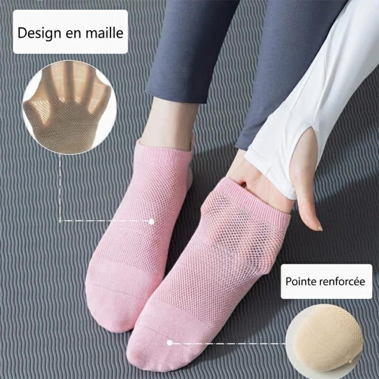 Chaussettes antidérapantes femme en mesh respirant pour le yoga