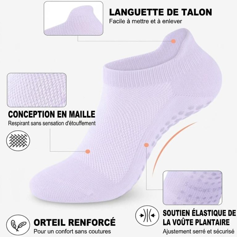 Chaussettes antidérapantes femme en mesh respirant pour le yoga