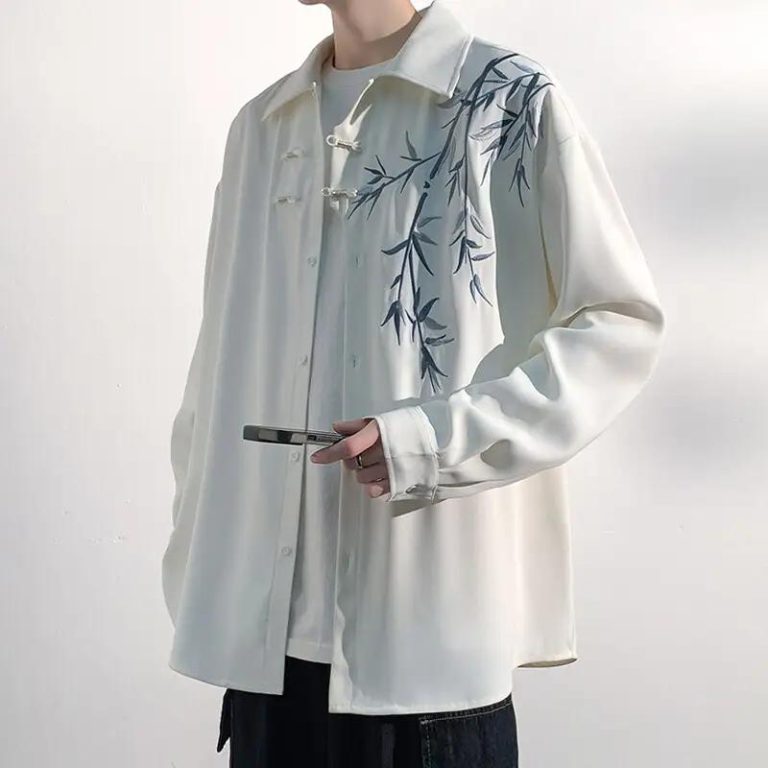 Chemise oversize homme à motifs de bambou