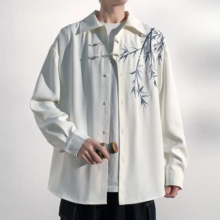 Chemise oversize homme à motifs de bambou