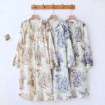 Chemise de nuit femme coréenne à imprimé pastoral