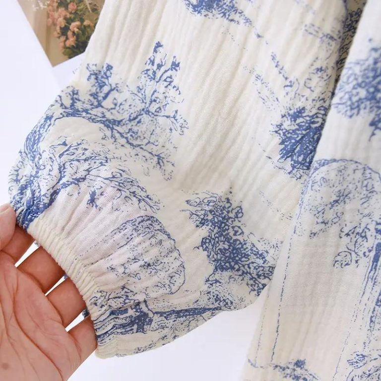 Chemise de nuit femme coréenne à imprimé pastoral