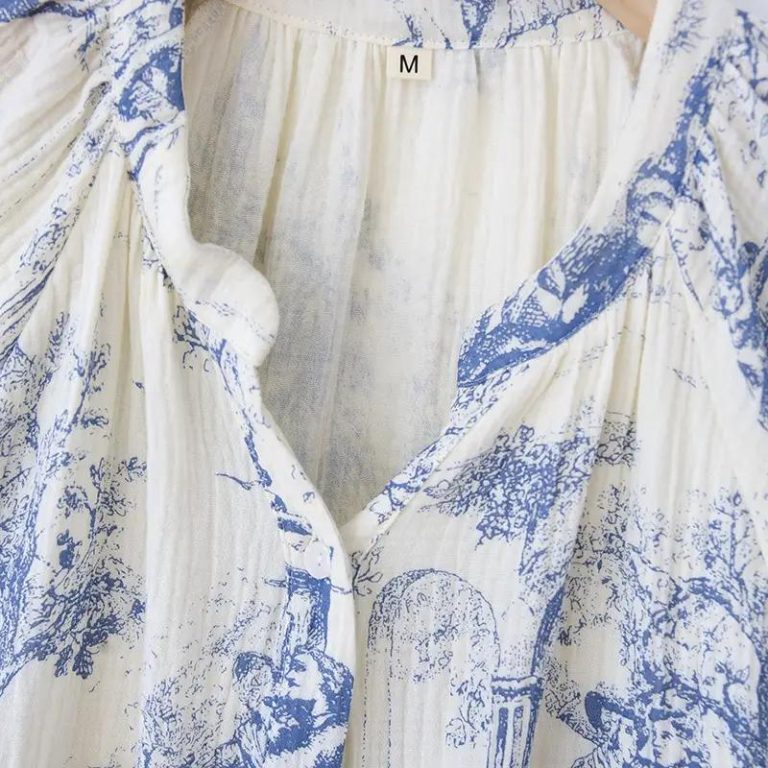 Chemise de nuit femme coréenne à imprimé pastoral