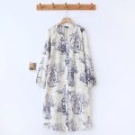 Chemise de nuit femme coréenne à imprimé pastoral - Violette, L