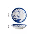 Petite assiette en céramique japonaise à motifs de chats - Chat Rayé