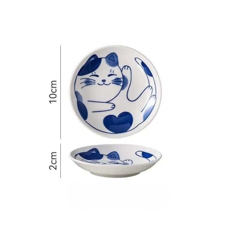 Petite assiette en céramique japonaise à motifs de chats - Chat Calico