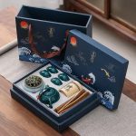 Service à thé japonais en céramique pour 4 personnes avec accessoires - Vert Émeraude avec Théière Ronde