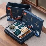 Service à thé japonais en céramique pour 4 personnes avec accessoires - Vert Émeraude avec Théière Ovoïde et Brosse à Thé