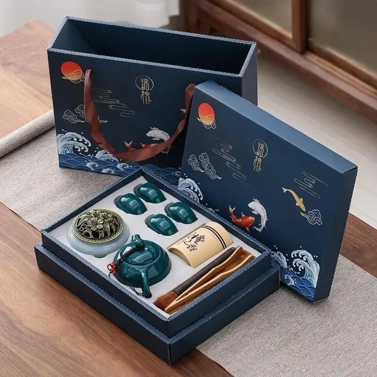 Service à thé japonais en céramique pour 4 personnes avec accessoires - Vert Émeraude avec Théière Ovoïde et Brosse à Thé