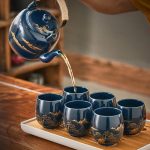 Service à thé en céramique japonais avec théière avec filtre inox et 6 tasses