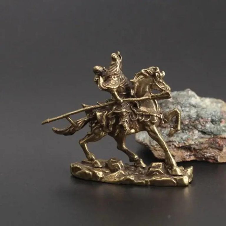 Statuette cheval avec guerrier japonais monté
