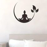Sticker méditation de lotus avec silhouette en croissant de lune
