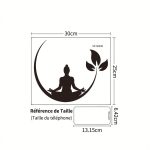 Sticker méditation de lotus avec silhouette en croissant de lune