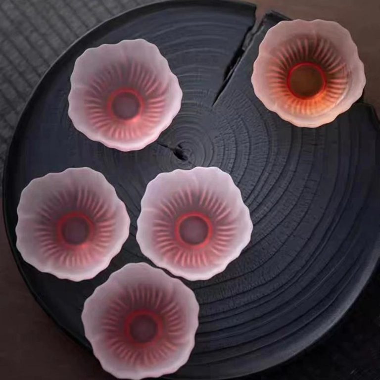 Tasse à thé japonaise en verre à fleurs sakura en lot de 4