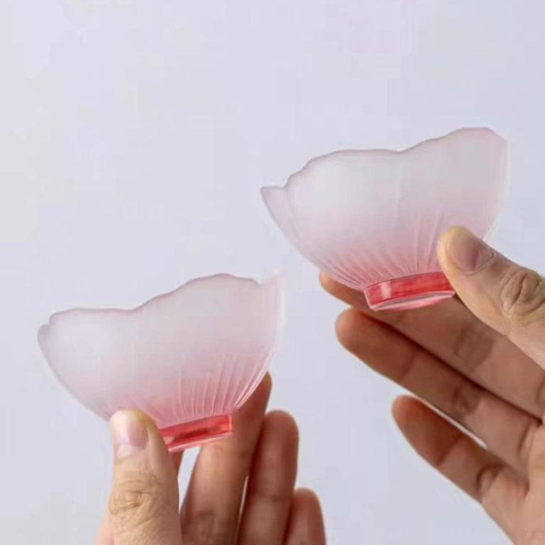 Tasse à thé japonaise en verre à fleurs sakura en lot de 4