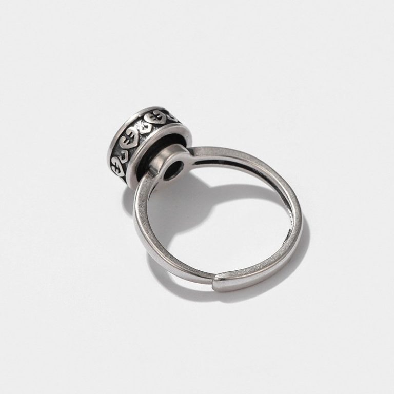 Bague-chevaliere-Om-en-argent-925-ornee-dun-symbole-dore-en-relief-picture-4