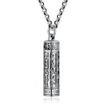 Collier-avec-pendentif-tibetain-en-argent-cylindrique-grave-de-mantras-bouddhist-picture-6