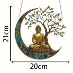 Decoration-murale-de-Bouddha-sous-un-arbre-de-vie-avec-croissant-de-lune-vitrail-picture-4