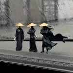 Figurine samouraï en résine avec robe noire en lot de 3