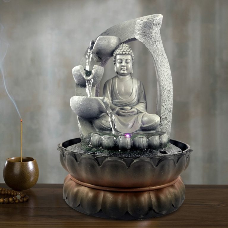 Fontaine-Bouddha-dinterieur-en-resine-avec-effet-pierre-et-cascade-LED-picture-2