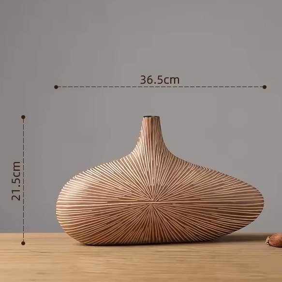 Grand-vase-decoratif-design-en-resine-a-stries-rayonnantes-picture-5
