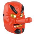 Masque japonais tengu à cornes noires et yeux dorés pour cosplay
