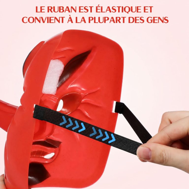 Masque japonais tengu à cornes noires et yeux dorés pour cosplay
