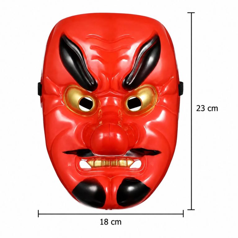 Masque japonais tengu à cornes noires et yeux dorés pour cosplay
