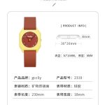 Montre à quartz au boîtier carré minimaliste et cadran rond avec aiguilles contrastées