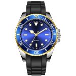 Montre de plongée sous-marine homme avec lunette rotative unidirectionnelle et index luminescents