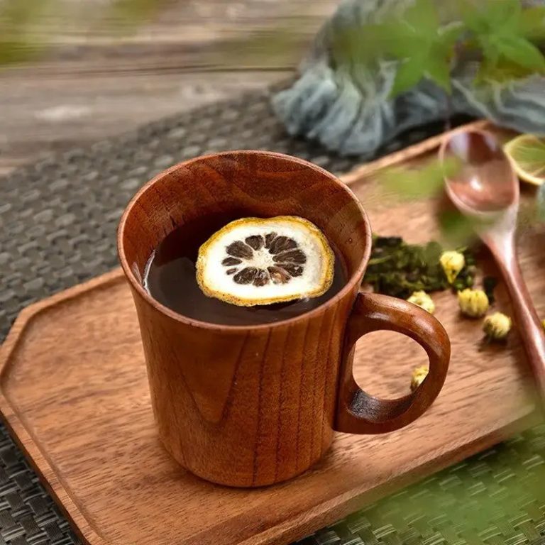 Mug en bois de jujubier naturel au style vintage