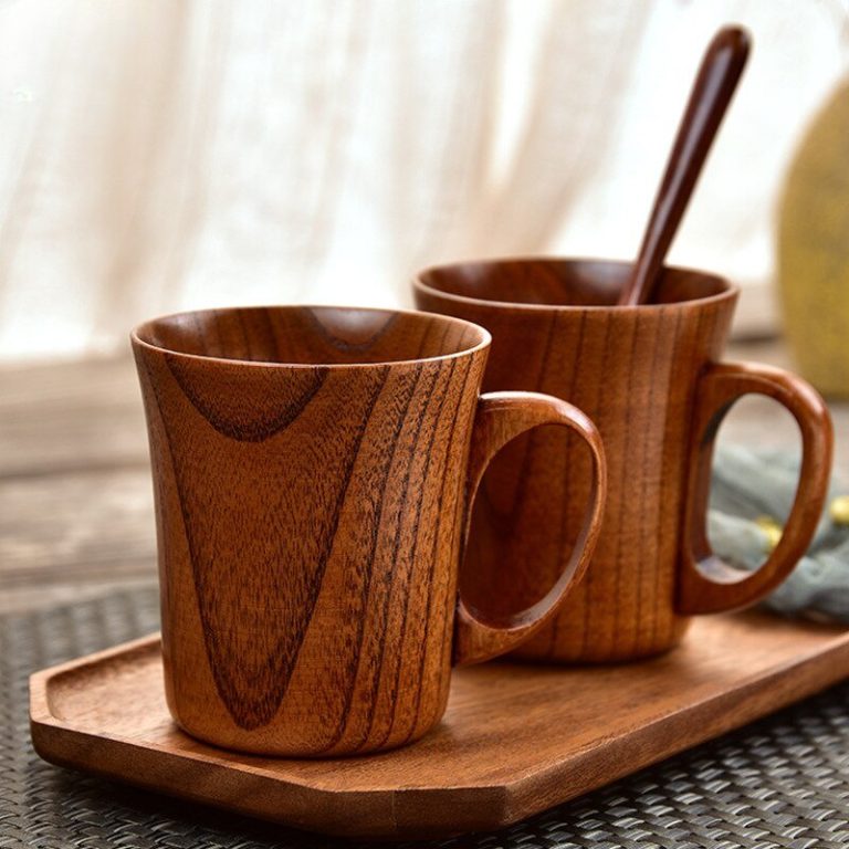 Mug en bois de jujubier naturel au style vintage