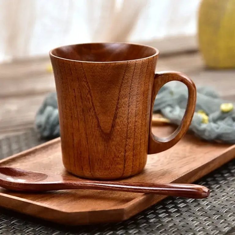 Mug en bois de jujubier naturel au style vintage