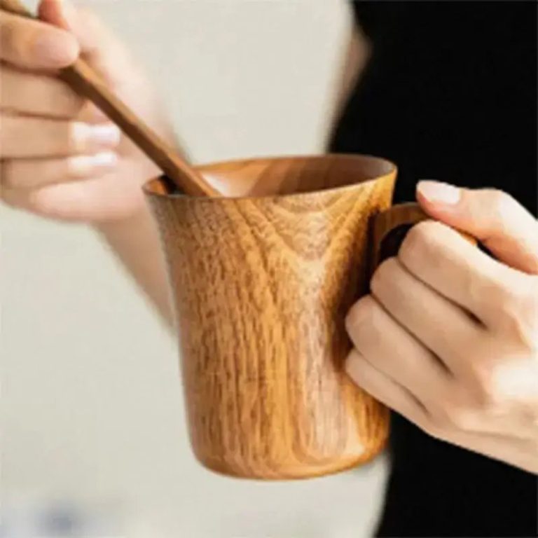 Mug en bois de jujubier naturel au style vintage