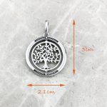 Pendentif argent 925 avec médaillon arbre de vie ajouré rotatif