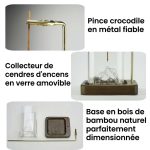 Porte-encens-original-en-bois-de-bambou-avec-tige-doree-et-recipient-en-verre-po-picture-1-1